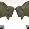 Art Deco bison bookends