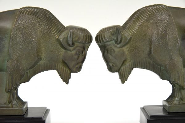 Art Deco bison bookends