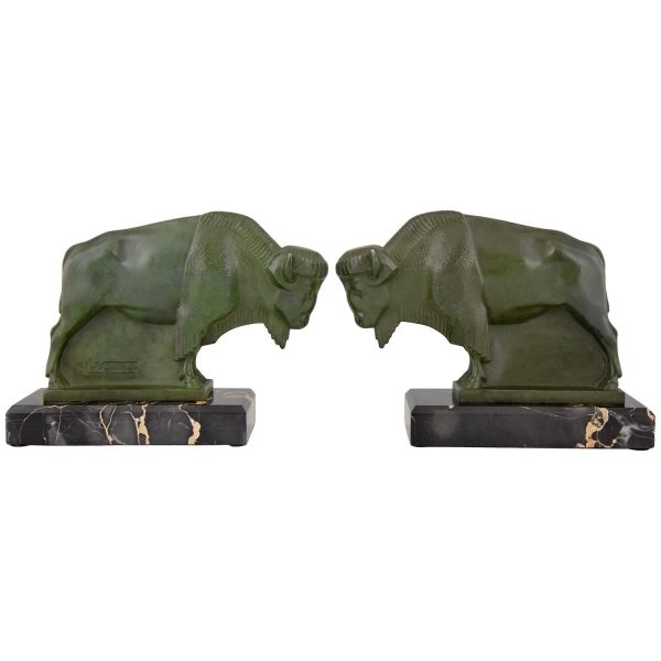 Art Deco bison bookends