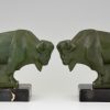 Art Deco bison bookends