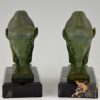 Art Deco bison bookends