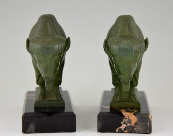 Art Deco bison bookends