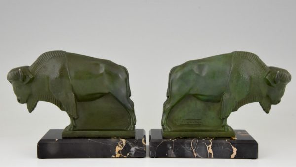 Art Deco bison bookends