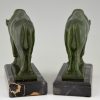 Art Deco bison bookends