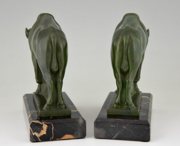 Art Deco bison bookends