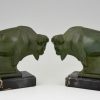 Art Deco bison bookends