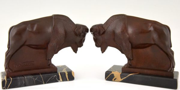 Art Deco bookends bison