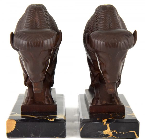 Art Deco bookends bison