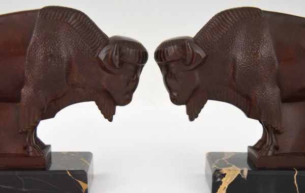 Art Deco bookends bison