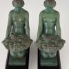 Art Deco bookends kneeling nudes with baskets.