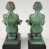 Art Deco bookends kneeling nudes with baskets.