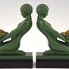 Art Deco bookends kneeling nudes with baskets