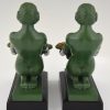 Art Deco bookends kneeling nudes with baskets