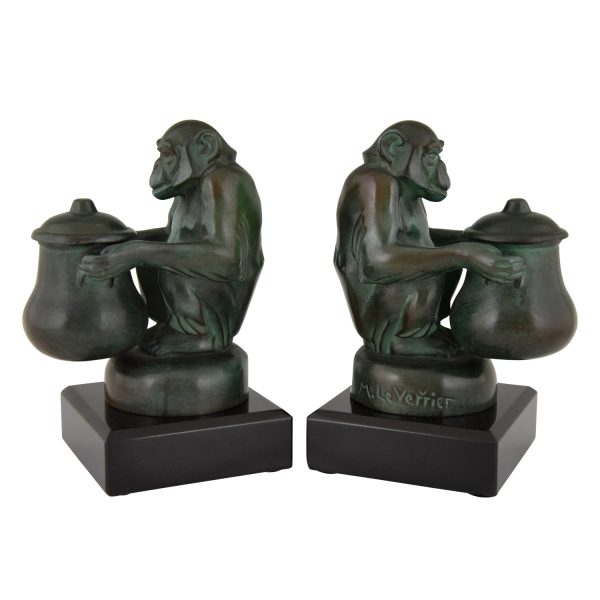 Art Deco bookends monkeys