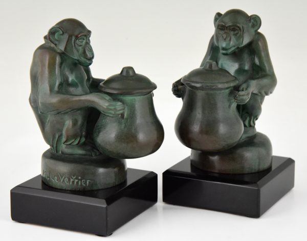 Art Deco bookends monkeys