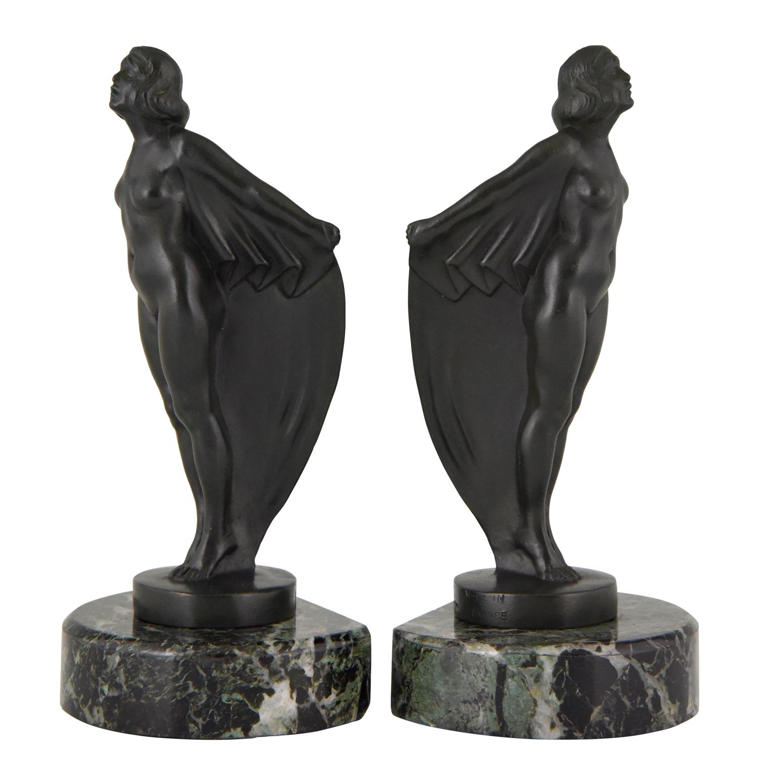 Art Deco bookends nude with drape. Art Deco bookends nude with drape.