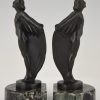 Art Deco bookends nude with drape.