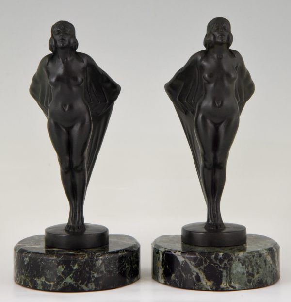 Art Deco bookends nude with drape.