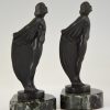 Art Deco bookends nude with drape.