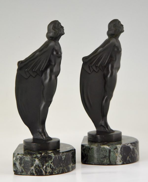 Art Deco bookends nude with drape.