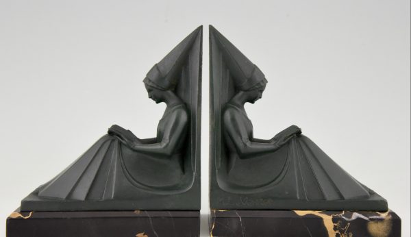 Art Deco bookends reading ladies