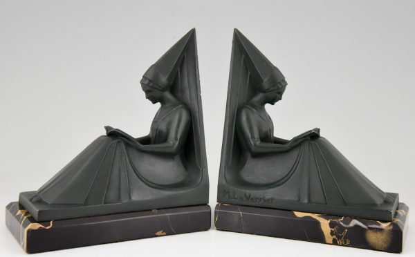 Art Deco bookends reading ladies