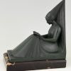 Art Deco bookends reading ladies