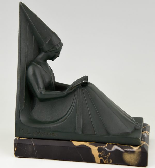 Art Deco bookends reading ladies