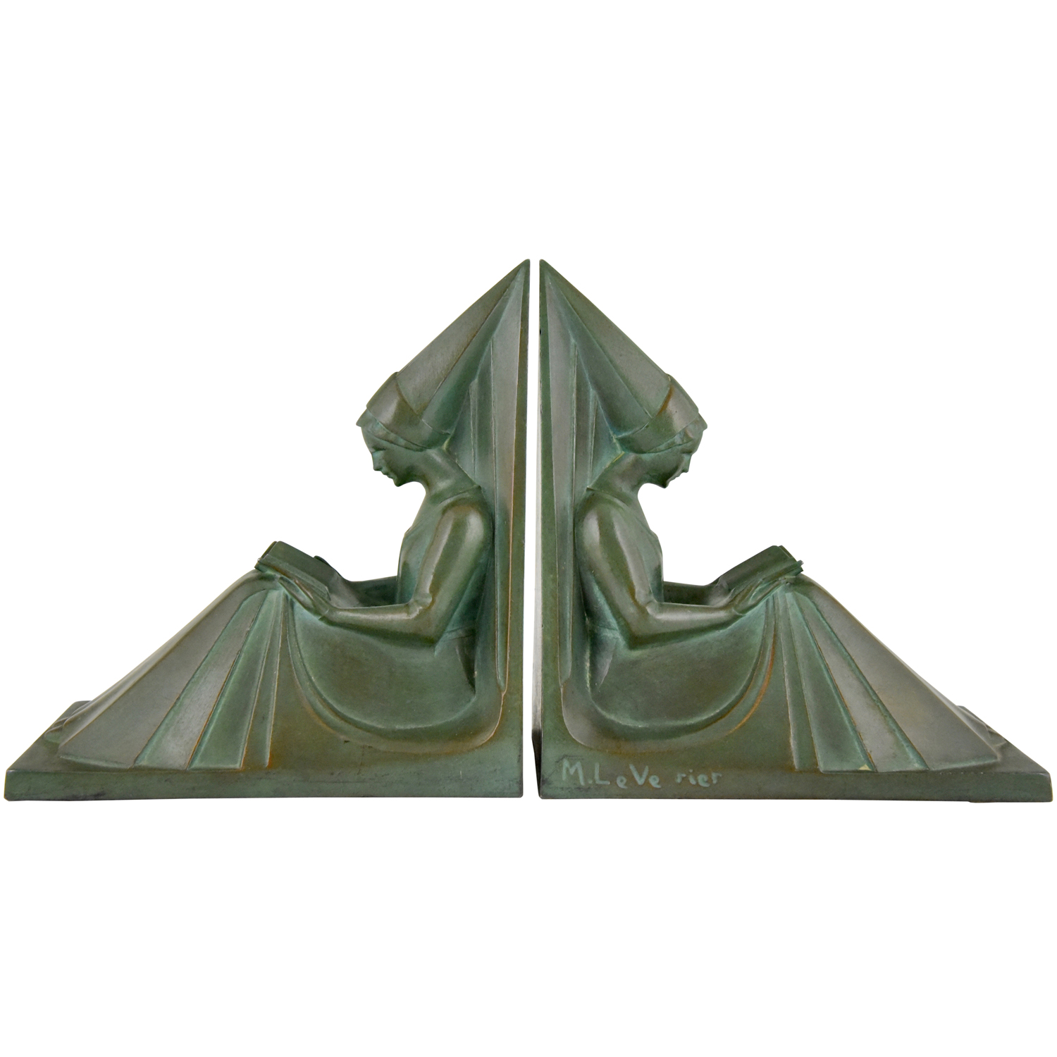 Art Deco boekensteunen lezende vrouwen Art Deco boekensteunen lezende vrouwen