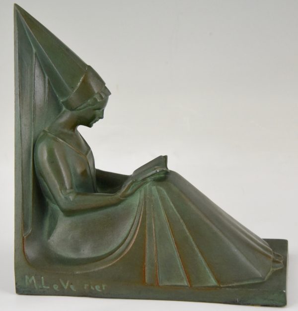 Art Deco Buchstütze lesende Frauen