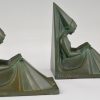 Art Deco bookends reading Medieval ladies