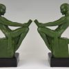 Art Deco bookends reading nudes