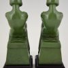 Art Deco bookends reading nudes