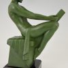 Art Deco bookends reading nudes