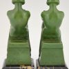 Art Deco bookends reading nudes