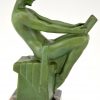 Art Deco bookends reading nudes