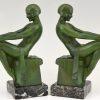 Art Deco bookends reading nudes Delassement