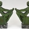 Art Deco bookends reading nudes Delassement