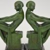 Art Deco bookends reading nudes Delassement