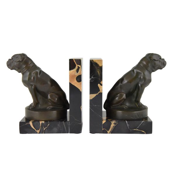 Art Deco bookends with bulldogs