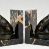 Art Deco bookends with bulldogs