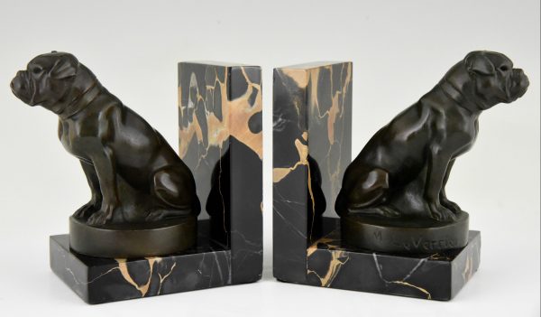 Art Deco bookends with bulldogs