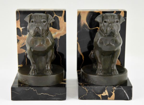 Art Deco bookends with bulldogs