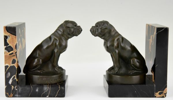 Art Deco bookends with bulldogs