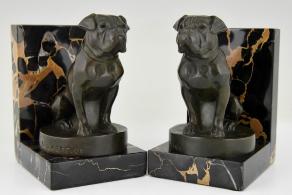 Art Deco bookends with bulldogs