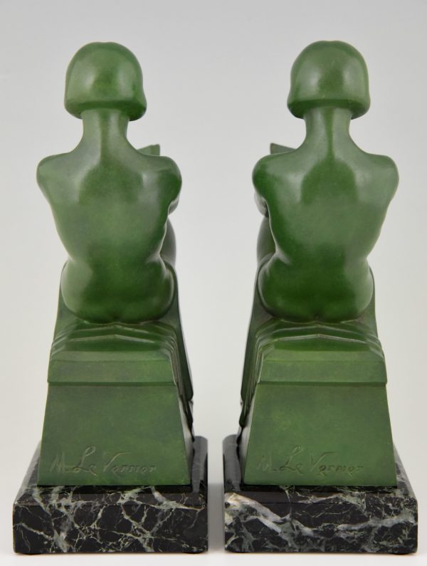 Art Deco bookends with reading nudes.