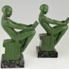 Art Deco bookends with reading nudes.