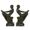 Art Deco bookends with reading nudes.