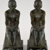 Art Deco bookends with reading nudes.