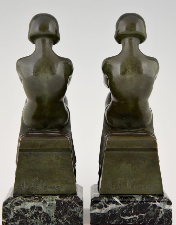 Art Deco bookends with reading nudes.